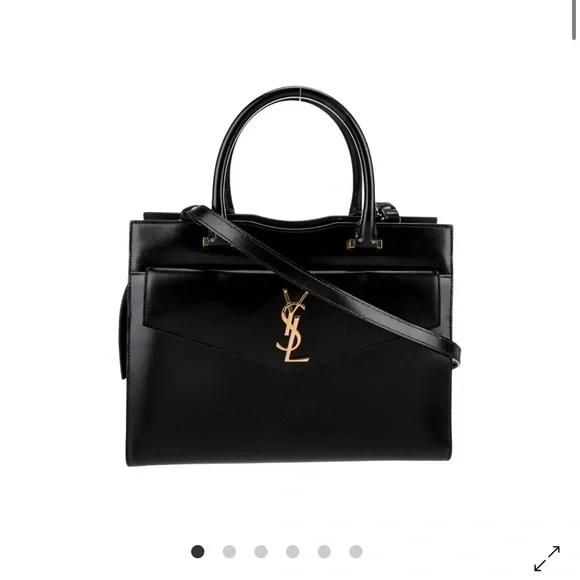Saint Laurent Black Satchel with Gold Accents - Picture 5 of 5
